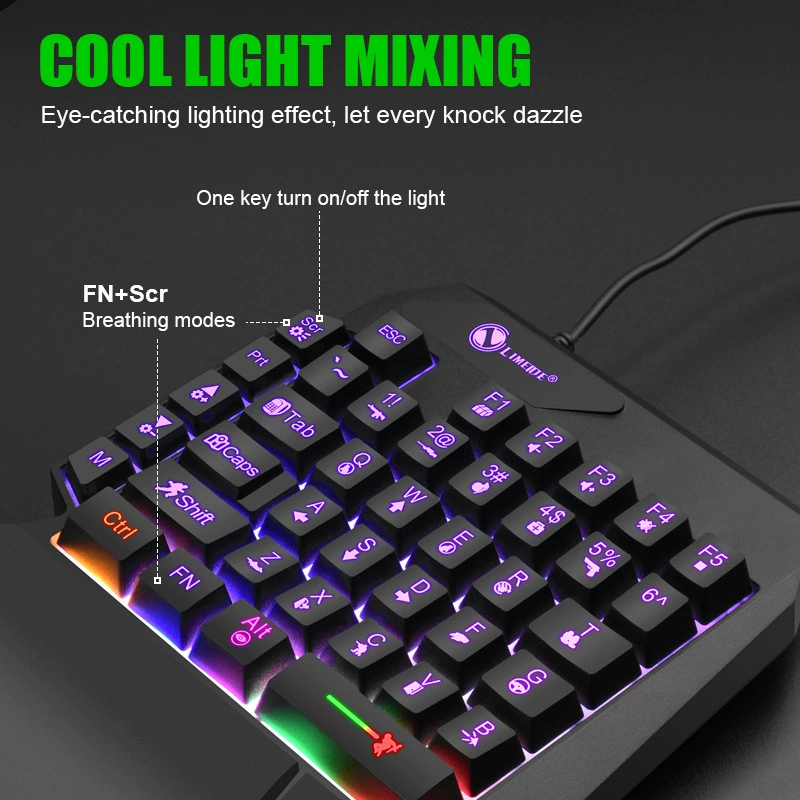 力镁 GK103S luminous gaming keyboard mechanical feel chicken throne one-handed keyboard mobile keyboard mouse converter