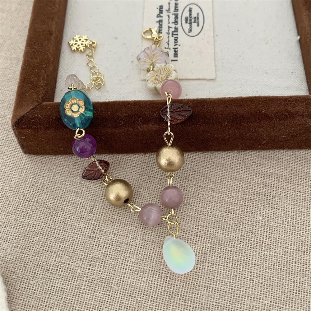 Holiday, Daily Occasion Acrylic, Alloy, Resin Material Leaf, Flower Pattern IG Style Sweet Leaf Flower Acrylic Alloy Resin Lobster Trigger Clasp Closure Chain & Link Bracelets Wholesale