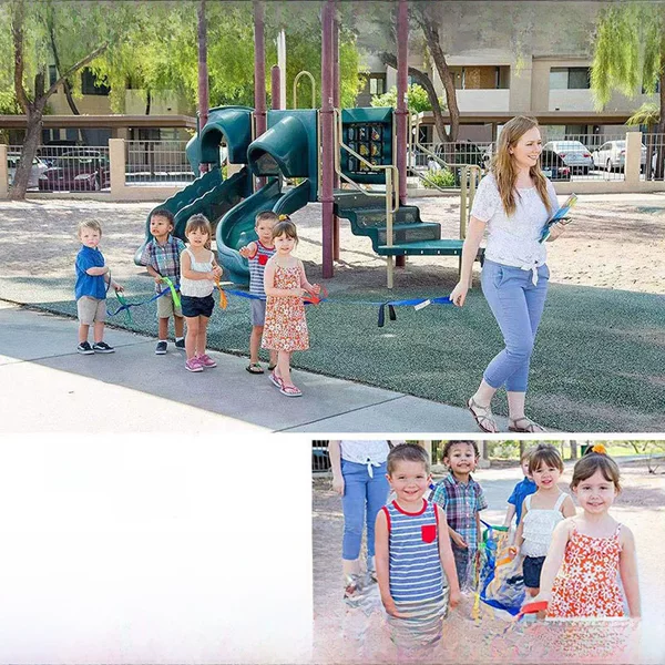 Kindergarten anti-lost rope queue traction belt many people walking with children outdoor travel Spring and Autumn play rope