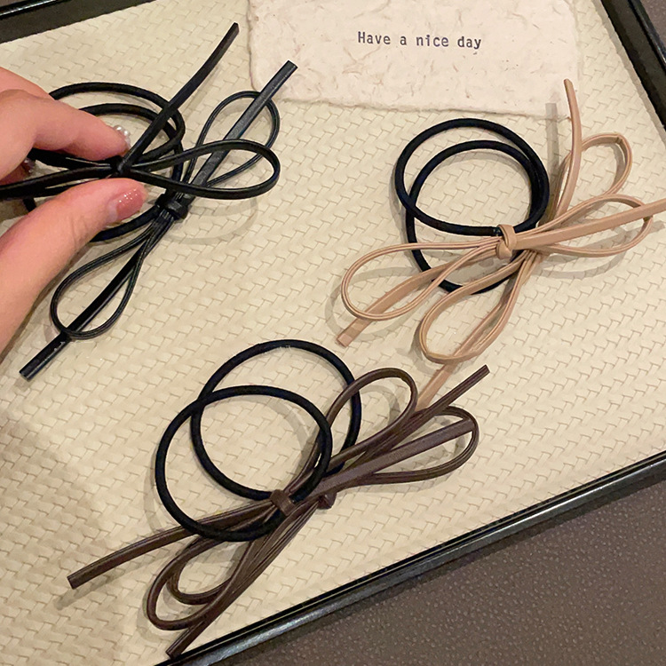 Fascia per capelli con fiocco a farfalla semplice in stile coreano, elastica alta per donna, con testa a palla, in gomma, per capelli, coda di cavallo, artefatto_voghion.com