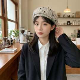 蝴蝶结贝雷帽南瓜帽艺术帽成人女士帽子四季款遮阳防晒防风百搭款