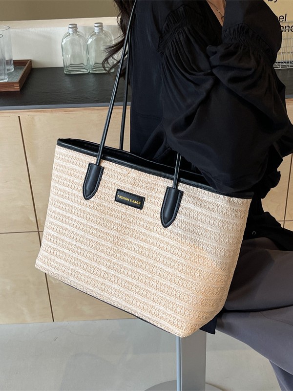 Paja trenzada bolsa de vacaciones mujeres 2026 nueva moda playa trenzada bolsa de hombro de gran capacidad de transporte universal bolsa de mano image 1