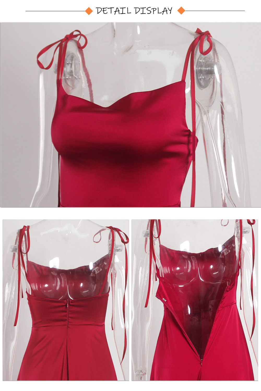 Women's Evening Dress Satin Square Neck Split Long Prom Gown_voghion.com