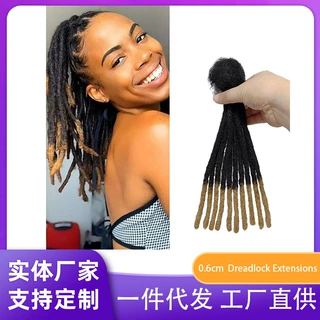脏辫 dreadlock手搓非洲脏辫 human hair毛头脏辫0.6cm脏辫真人发
