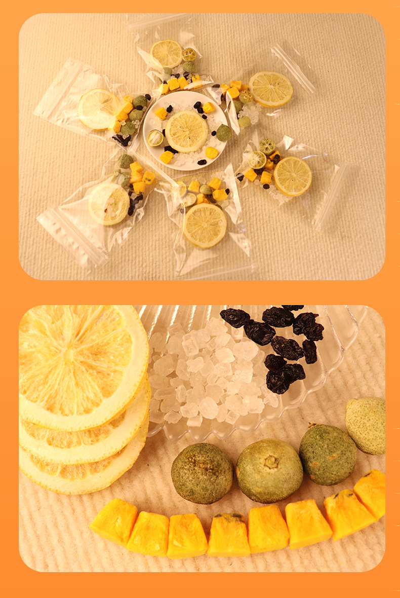 Green Tangerine Passion Fruit Lemon Tea Blend 7 Bags Freeze Dried Fruit Herbal Tea 140g details