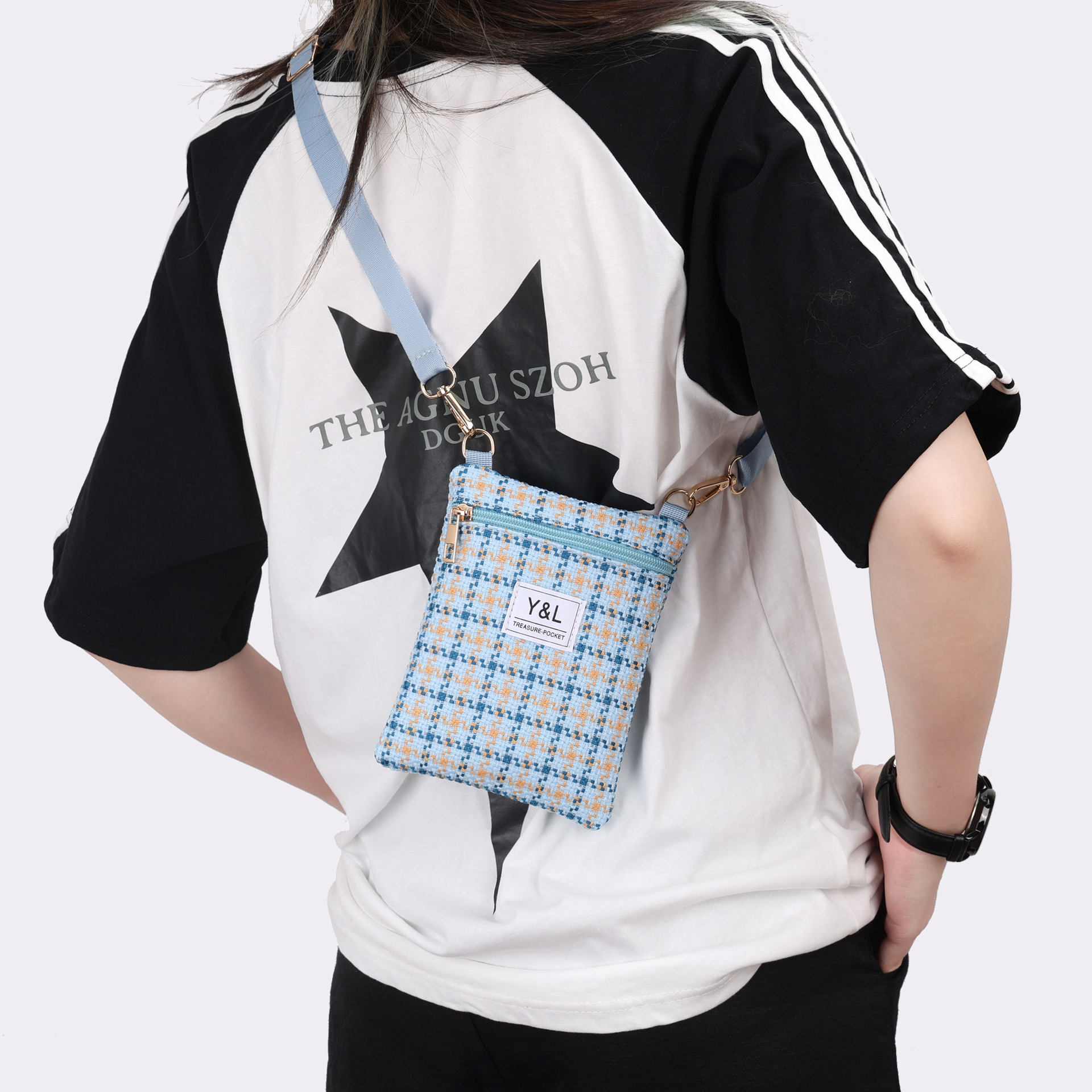 Tejido de encaje rugoso tela de celosía damas mini hombro mochila bolso móvil correa de hombro mini bolso pequeño