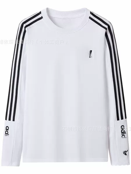 2026 minimalist black and white striped letter embroidery long-sleeve T-shirt, unisex, high-quality, trendy couple's top