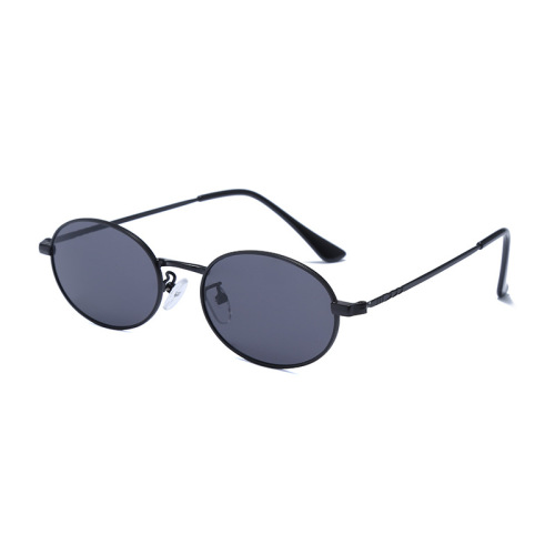 2024新款儿童太阳镜 金属椭圆框眼镜防紫外线护目镜 复古宝宝墨镜