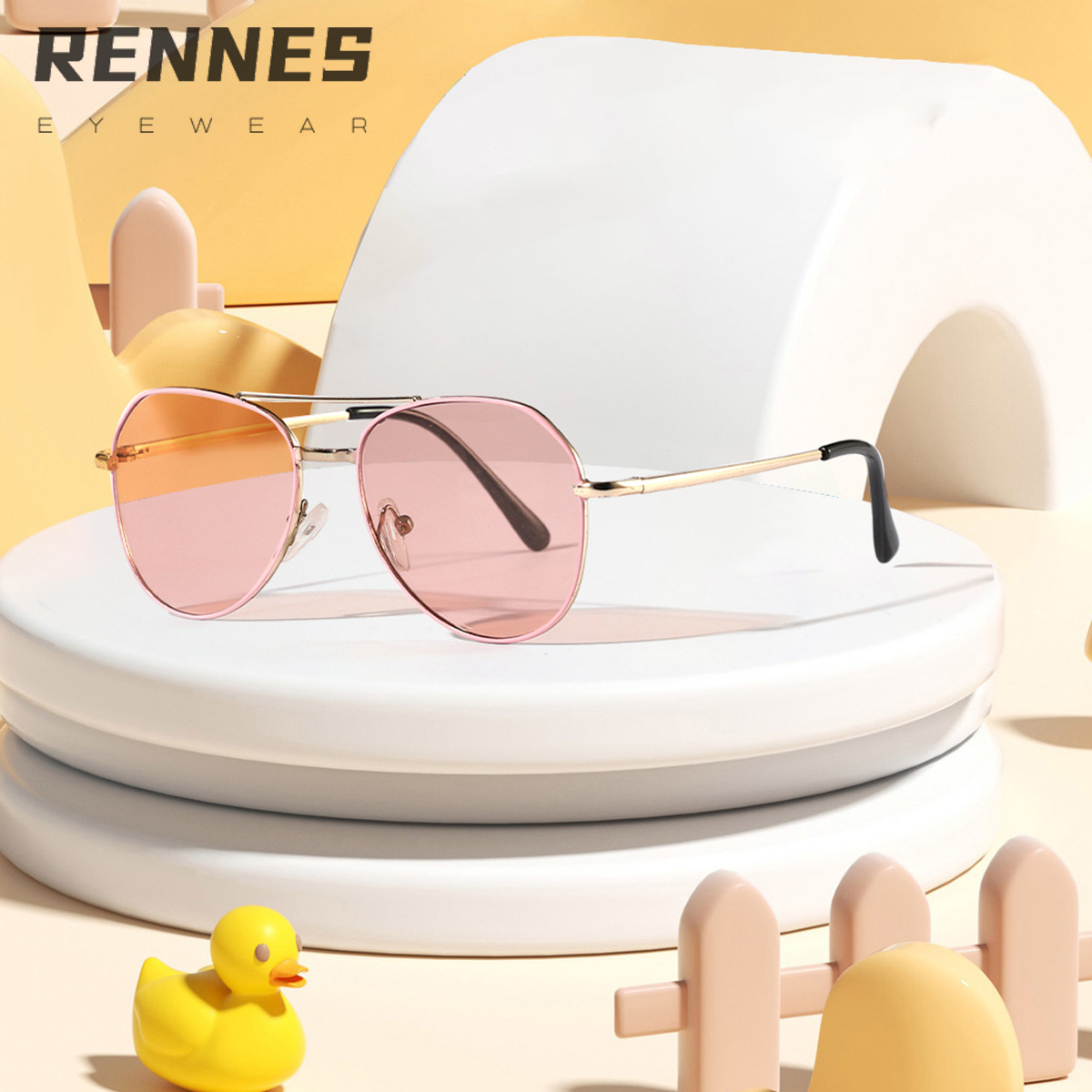 Espejo de sapo piloto de metal para niños transfronterizos, gafas de sol anti-ultravioleta de tiro callejero de moda para niños y niñas Sunglasses