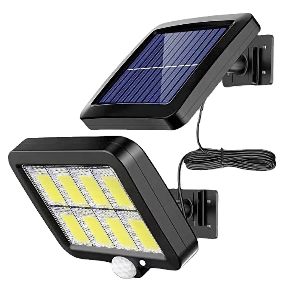 160LED Εξωτερική Ηλιακή Λάμπα Οδού με 3 Λάμπες Τοίχου, Αδιάβροχη, Αισθητήρας Κίνησης PIR, Φωτιστικό Κήπου, Φωτιστικό Διακόσμησης Κήπου_voghion.com