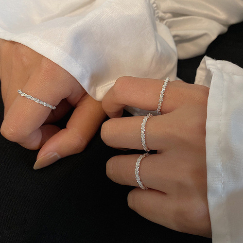 Open ring female niche design Gypsophila sparkling high-end  trendy pull-out ring ring
