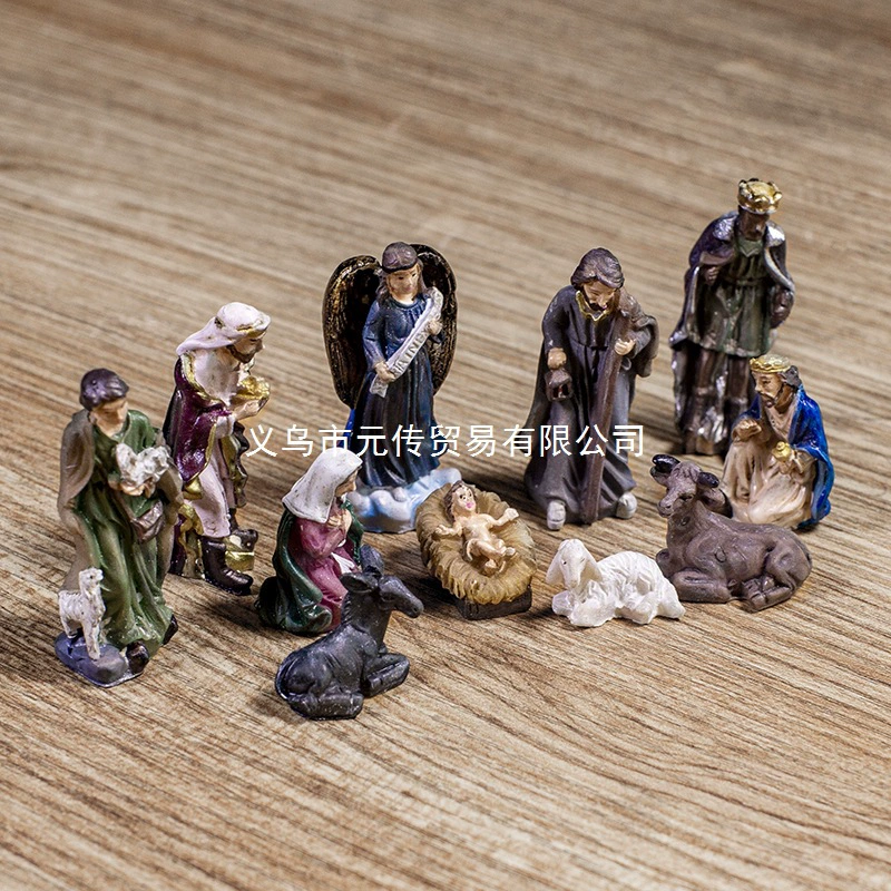 跨-border 2025 Amazon Christmas manger group ornament религиозная рождественская детский подарок Resin worker