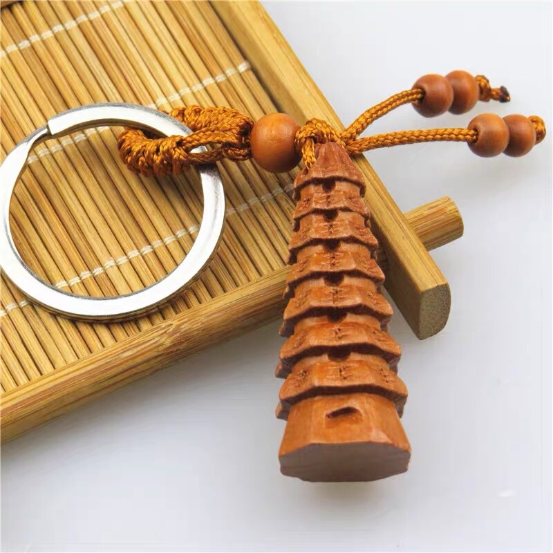 桃木のキーホルダー彫刻文昌筆文昌塔鍵部品学生金榜題名アクセサリーペンダント卸売り|undefined