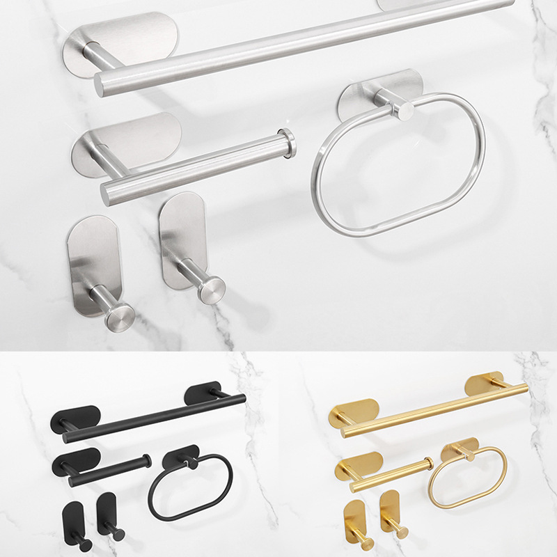 Toallero de baño transfronterizo Toallero de baño de cinco piezas Toallero de baño de acero inoxidable sin perforación para hotel