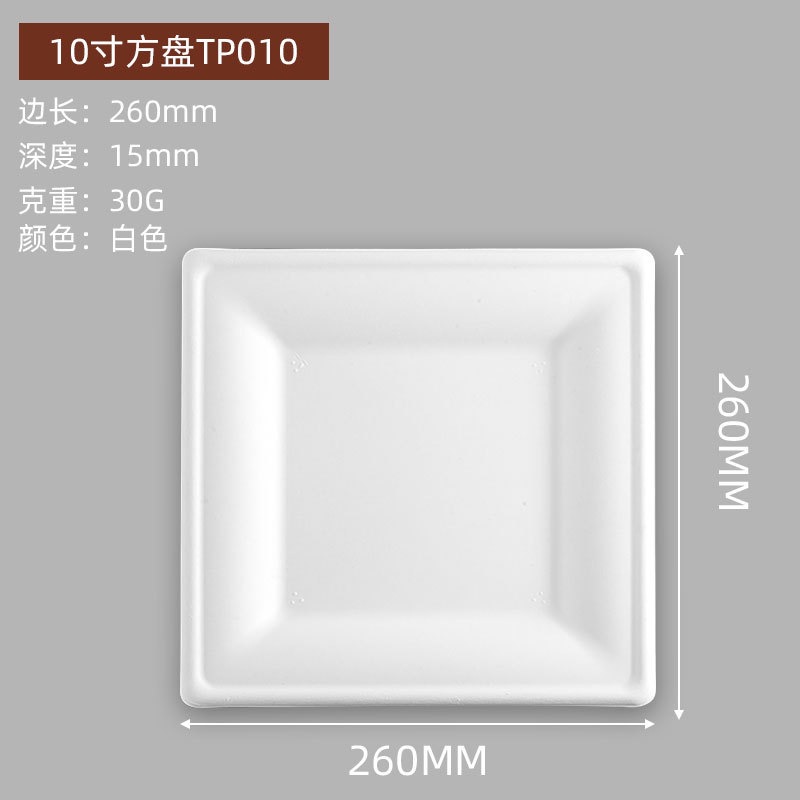 Plato de pulpa cuadrado, plato de papel grueso degradable, vajilla desechable, pintura, picnic hecho a mano, barbacoa 6 8 10 pulgadas