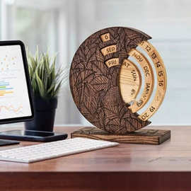 Wooden Perpetual Desk Calendar木制万年台历家居装饰摆件