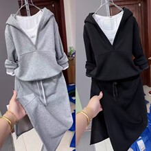 秋冬季休闲卫衣裙套装女连帽时尚运动新款半身裙显瘦韩版三件套