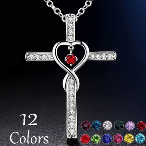 European and American fashion cross religion inlay zircon necklace for unisex pendant necklace lover form of jewelry