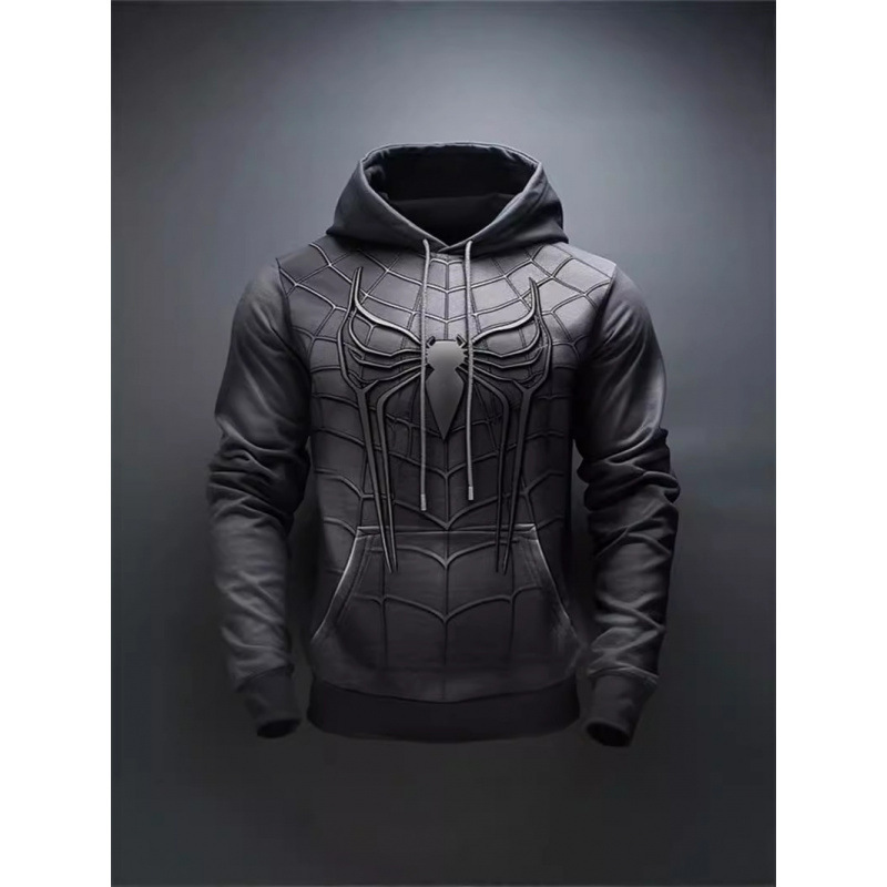 Dropshipping Men's Fashion Sweatshirt with 3D Spider Print, Autumn Casual Pattern Oversized Hoodie, Trendy Original