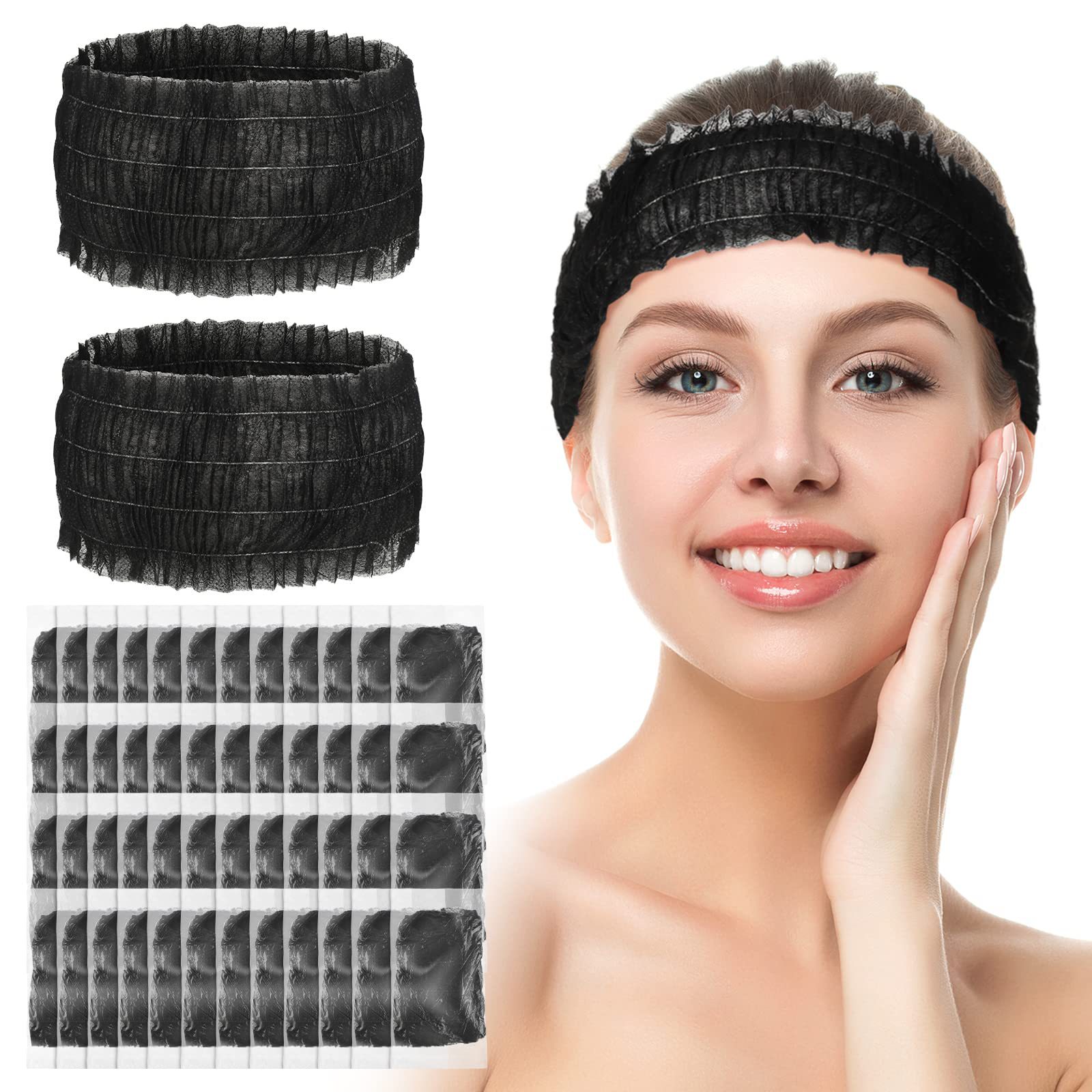 Black disposable cosmetic headband non-woven cloth