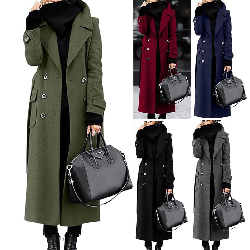 Autumn and Winter Ready Stock Cross-Border Amazon Casual Fashion Woolen Coat Women's Autumn and Winter Woolen Extended Coat