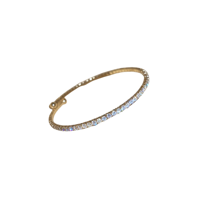Nuevos productos transfronterizos pulsera abierta de diamantes redondos, nuevos productos, pulsera de temperamento simple, joyería de alta calidad de lujo ligero femenino al por mayor