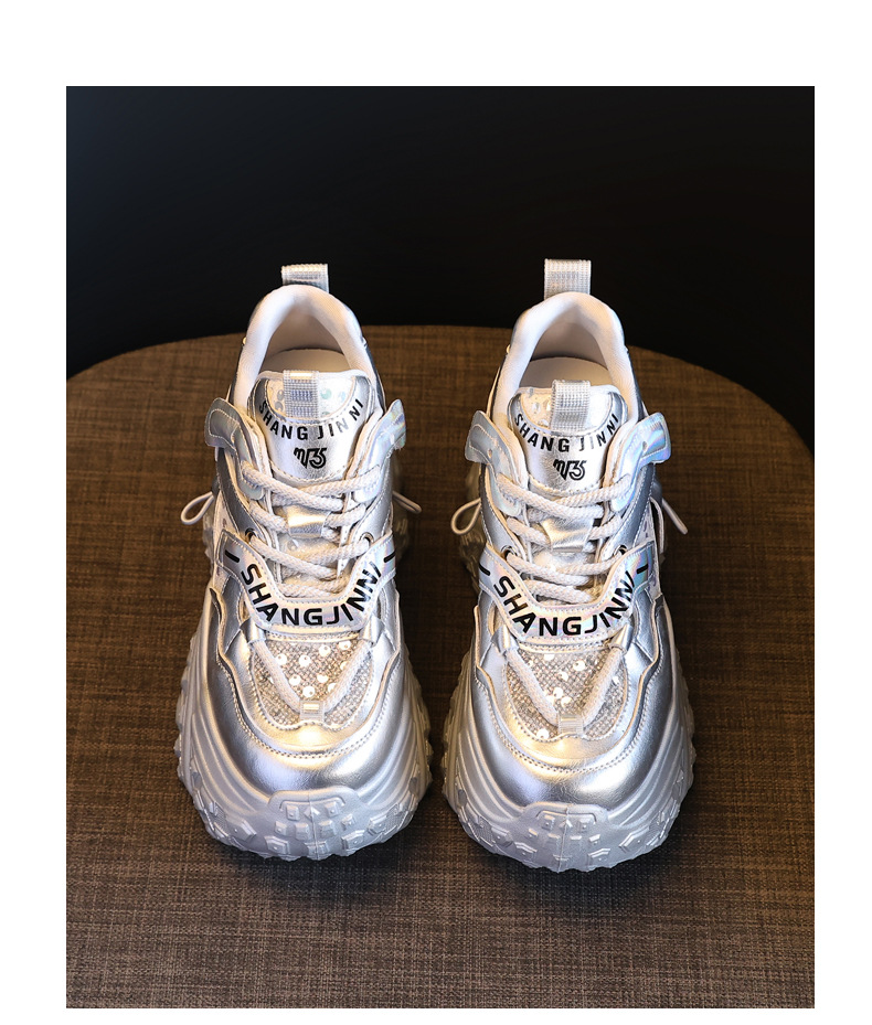 Giày sneaker nữ đế dày tăng chiều cao bên trong, đế bánh xốp mềm mại — Lưới đôi màu hồng nude chi tiết 19