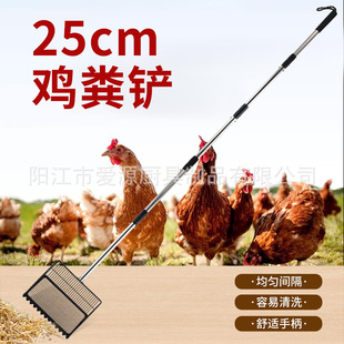 Foreign Trade Long-Handled Cat Litter Shovel Stainless Steel 25cm with Rake Chicken Manure Chicken Feather Chicken Poop Shovel Cat Litter Box Cat Poop Shovel