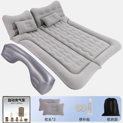 Vehicle-mounted inflatable bed — mattress - 46-section-suv-trunk-long-bench-in-flocked-gray-wireless-air-pump-camping-light