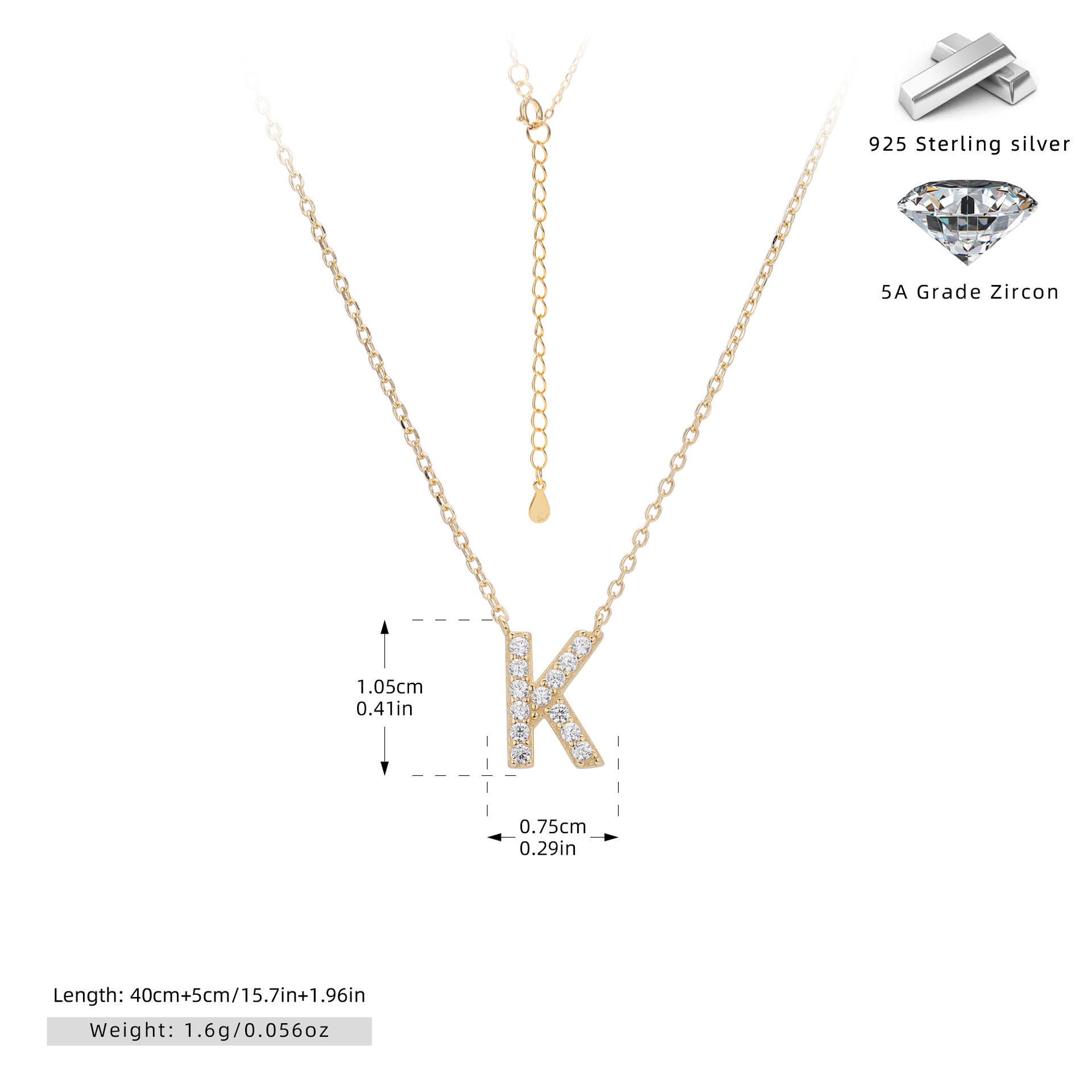 925 Silver Gold Plated-K