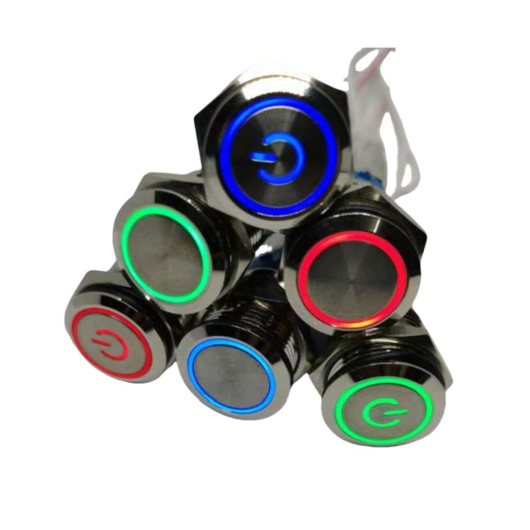 批发16mm金属按钮开关自复位自锁开关按钮LED小型带灯电源按钮