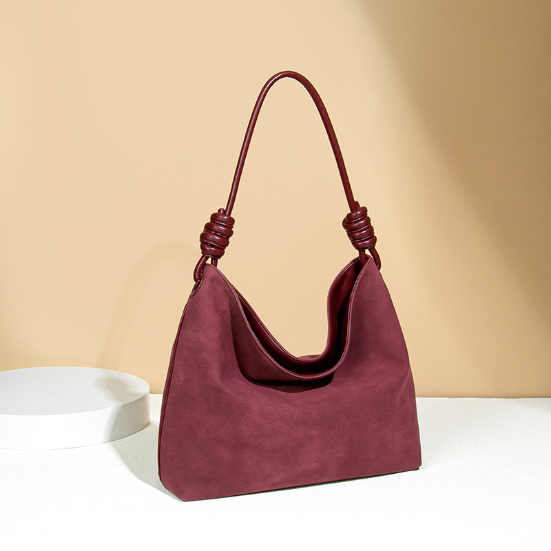 New Korean Style Women's Autumn/Winter Retro Faux Suede Tote Bag Luxury Casual Large Capacity Shoulder Bag - Thumbnail 3