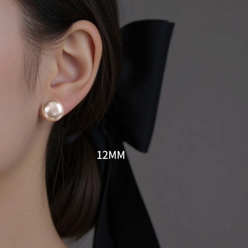 12mm 샴페인 진주 스터드 귀걸이 [쌍]
