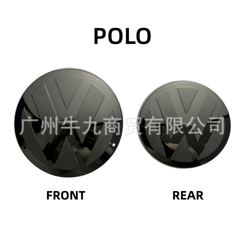 Suitable for Volkswagen POLO 6R 6C, modified black covered car logo, POLO front grille logo, car front and rear logo
