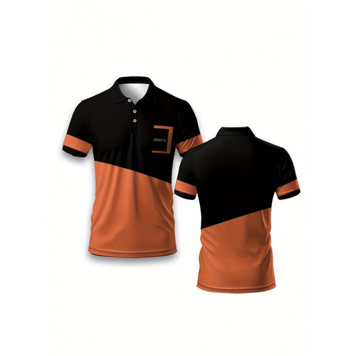 SHEIN Printed Digital Number POLO Shirt Men's American Style Jersey 3D Digital Collar Short Sleeve Sports Top