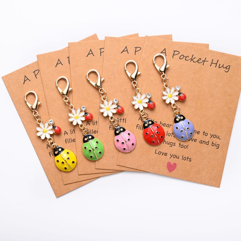 Cross-Border New Product a Pocket Hua Pocket Hug Encouragement Card Ladybug Daisy Keychain Pendant Holiday Gift Cross-Border New Product a Pocket Hua Pocket Hug Encouragement Card Ladybug Daisy Keychain Pendant Holiday Gift