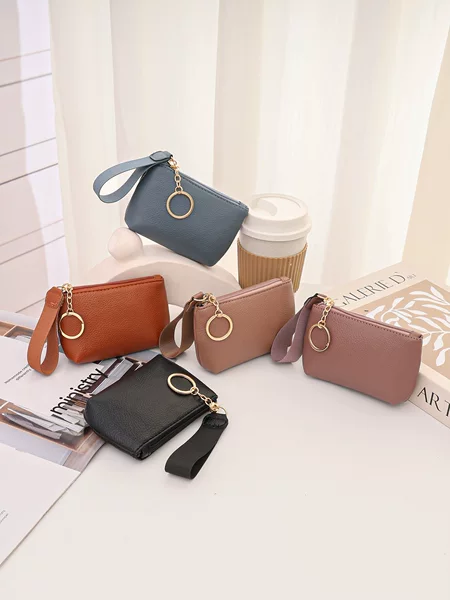 2026 New Style Coin Purse with Lychee Pattern, Small Wallet for Wholesale, Clutch Bag with Strap, Mini Bags