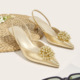 2024 New Thin Heel Back Air Sandals with a Bow Head Style Fairy Pearl Commuter Women's Single Shoes