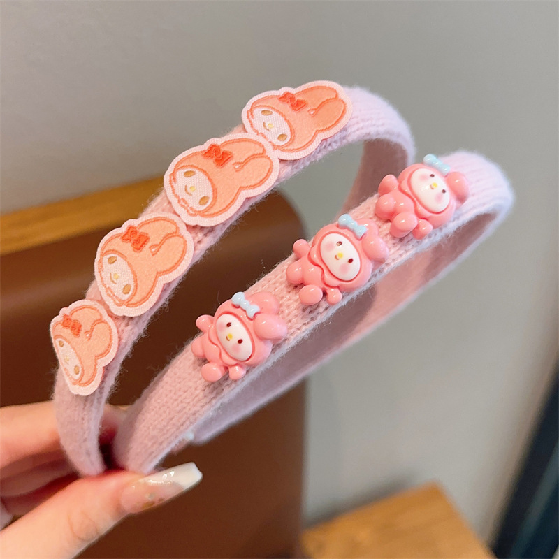 Diadema para niños bebé femenino no apriete horquilla de dibujos animados pelo presionando tocado Paquete de cabello de niña de punto diadema de ala ancha
