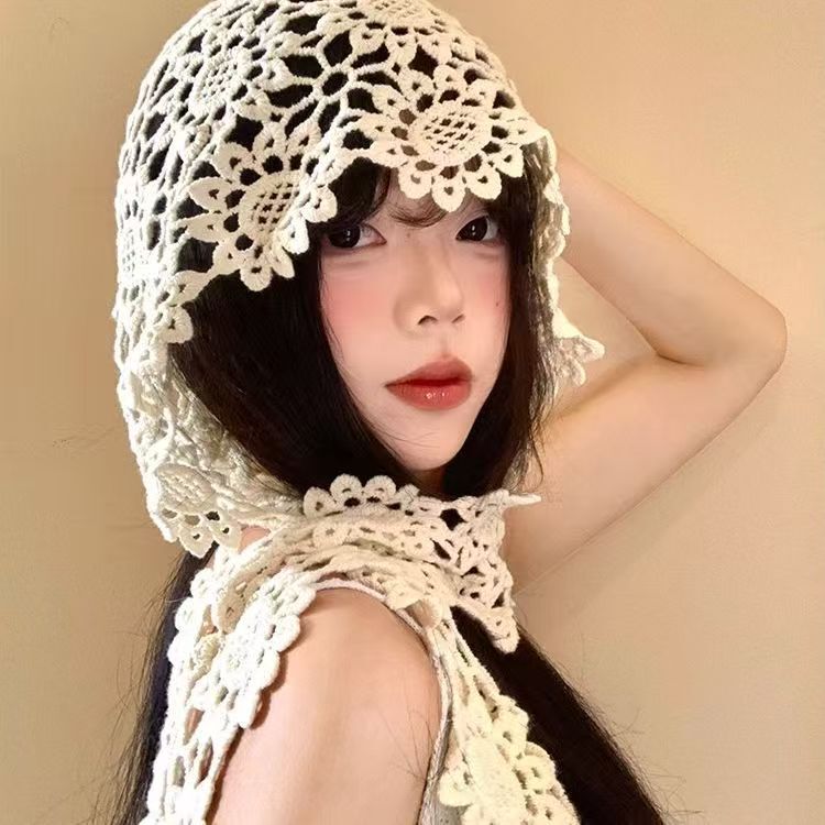 新しい綿のファッショナブルな女性の四季中空多目的ショール帽子旅行チェックイン写真アーティファクトパーソナライズされた帽子|undefined