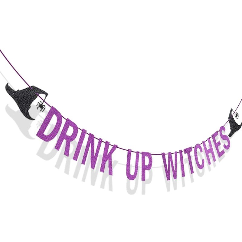 Sombrero decoración cadena bandera brillo letras tire flor beber brujas tire bandera fiesta de Halloween