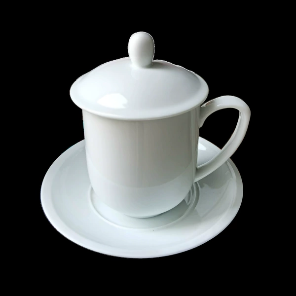 Pure white office cup with disc