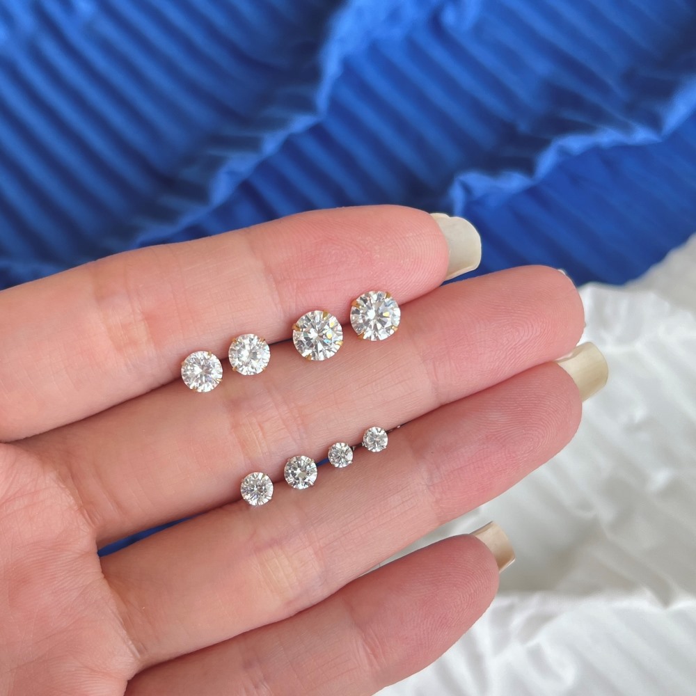 2g Weight Zircon Inlay Material 1 Pair 925 Sterling Silver Zircon Solid Color Ear Studs