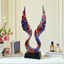 欧式艺术抽象炫彩天使之翼摆件工艺品家居客厅玄关装饰乔迁之喜摆