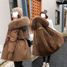 棉服女2024年冬季派克服收腰显瘦中长款韩版加厚小个子带毛领外套