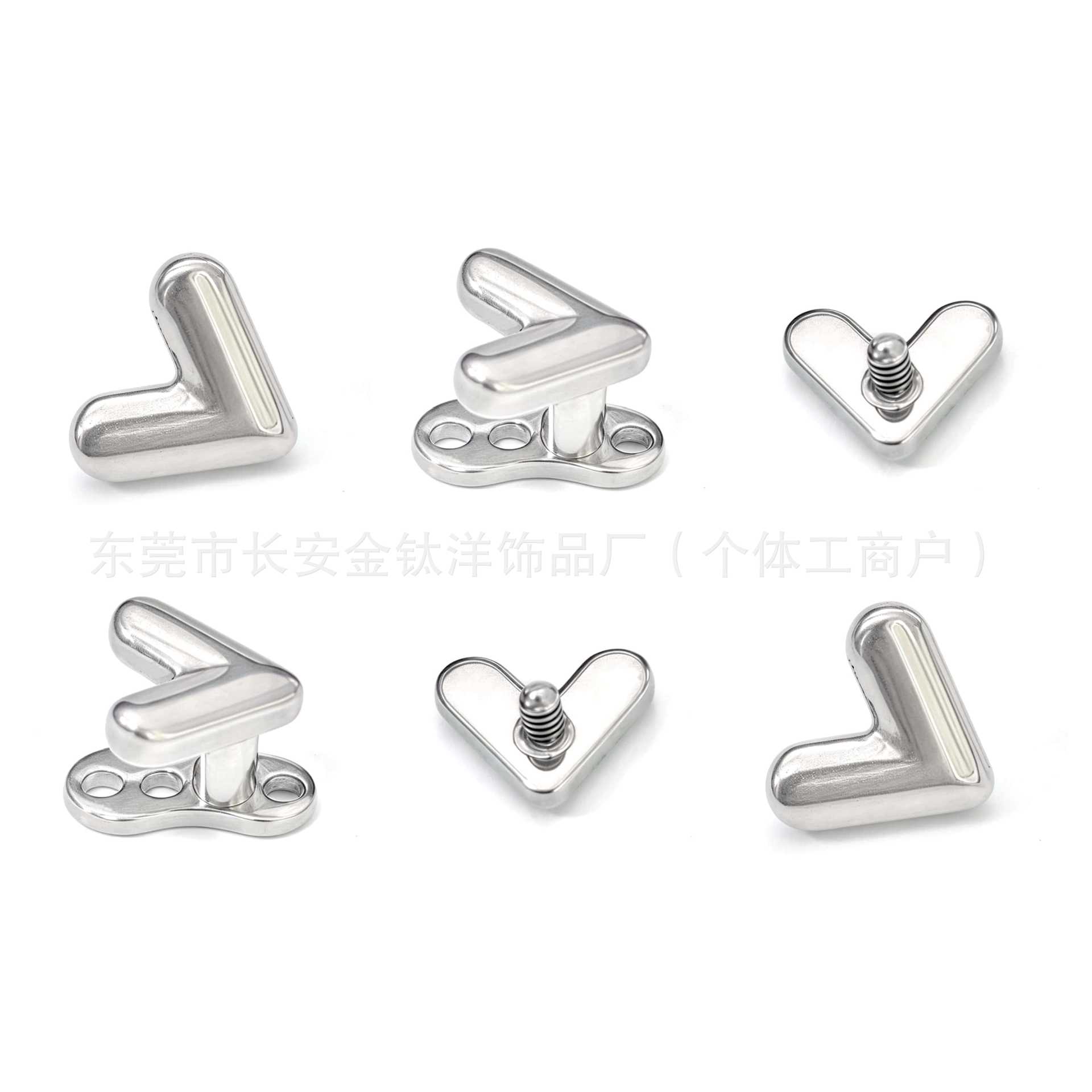 F136 Titanium 1.2mm Heart-Shaped Tongue Barbell, Clavicle Piercing, Bone Piercing, G23 Titanium Alloy Body Piercing Jewelry detail image 7