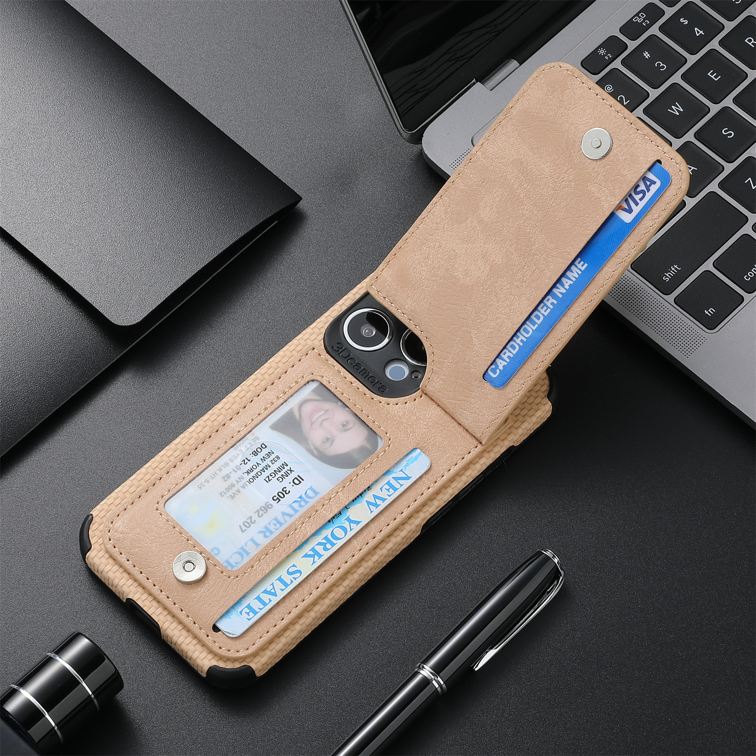 Business Style Business Solid Color Tpu Pu Leather    Phone Cases