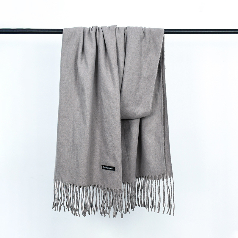 Bufanda Gruesa de Imitación de Cachemira Gris, Estilo Coreano Simple, para Negocios y Abrigar