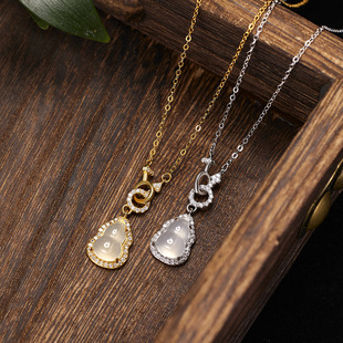 Silver Zun New Chinese Style Pure Silver Natural White Chalcedony Gourd Necklace Women's Light Luxury High-Quality Interlocking Clavicle Chain