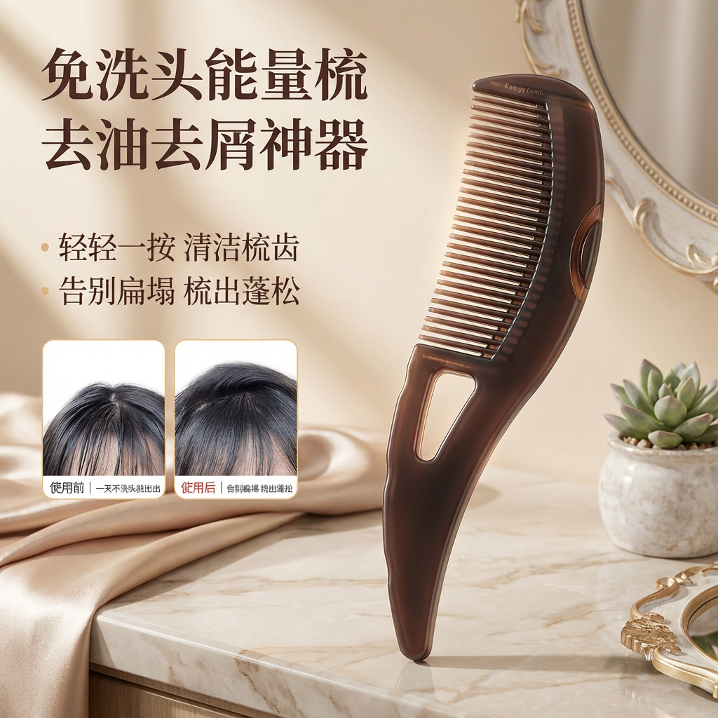 Clean energy comb to remove dandruff and grease particles comb, hollow comb for oil head and grease, shampoo and comb, no-wash massage comb for oil control 4